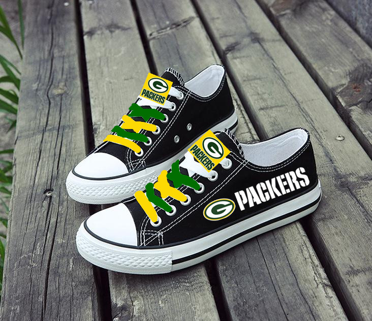 Women's Green Bay Packers Repeat Print Low Top Sneakers 002 Women's Green Bay Packers Repeat Print Low Top Sneakers 002